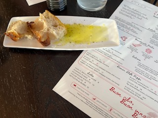 foccacia bread with olive oil and menu for Italian Restaurant